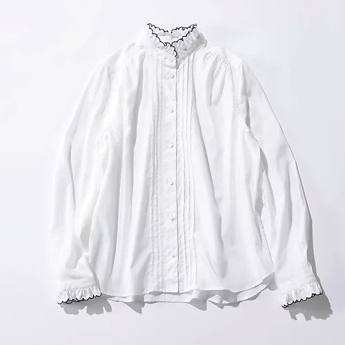 【シンメ/SINME】のスカラエンブロイダリーシャツ インテリア・キッズ・メンズ・レディースファッション・服の通販 founy(ファニー) ファッション Fashion レディースファッション Fashion for Women トップス・カットソー Cut & Sew Tops シャツ・ブラウス・オフィスカジュアル Elegant Blouses & Button-Ups ギャザー Gathered, Ruffled コンパクト Compact, Small Size ヨーク Yoke, Yoke Design 洗える Machine Washable A/W・秋冬 Autumn/Winter ホワイト×ネイビー|ID: prp329100004879738 ipo3291000000036412271