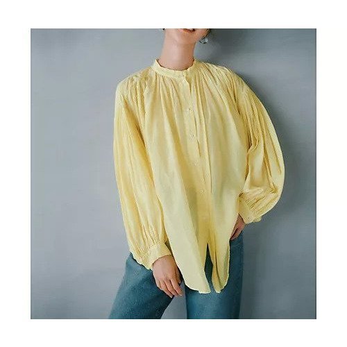 【エンリカ/enrica】のコットンシルクギャザーブラウス 人気、トレンドファッション・服の通販 founy(ファニー) 　ファッション　Fashion　レディースファッション　Fashion for Women　トップス・カットソー　Cut & Sew Tops　シャツ・ブラウス・オフィスカジュアル　Elegant Blouses & Button-Ups　イエロー　Yellow　ギャザー　Gathered, Ruffled　定番　Standard, Basic Item　春　Spring　洗える　Machine Washable　other-2|ID: prp329100004879826 ipo3291000000036412869