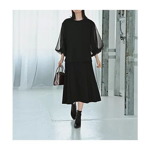 【スタイルデリ/STYLE DELI】の【Kana Oyama BLK001】チュール袖トップス 人気、トレンドファッション・服の通販 founy(ファニー) 　ファッション　Fashion　レディースファッション　Fashion for Women　トップス・カットソー　Cut & Sew Tops　インナー　Innerwear　カットソー　Cut and Sewn Top　コラボ　Collaboration, Collab　シンプル　Simple, Minimal　スリット　Slit, Slit Detail　チュール　Tulip, Tulip Motif　定番　Standard, Basic Item　バランス　Balance, Style Balance　バルーン　Balloon, Balloon Silhouette　ベーシック　Basic, Essential　リラックス　Relax, Relaxed Fit　冬　Winter / This Winter　おすすめ　Recommended / Our Picks　旅行　Travel　エレガント 上品　Elegant　other-3|ID: prp329100004879876 ipo3291000000036413182