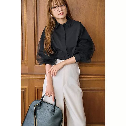 【エムセブンデイズ/M7days】の袖チュールシャツ 人気、トレンドファッション・服の通販 founy(ファニー) 　ファッション　Fashion　レディースファッション　Fashion for Women　トップス・カットソー　Cut & Sew Tops　シャツ・ブラウス・オフィスカジュアル　Elegant Blouses & Button-Ups　ストレッチ　Stretch, Stretchy Fabric　チュール　Tulip, Tulip Motif　バランス　Balance, Style Balance　フォルム　Silhouette, Form　ベーシック　Basic, Essential　洗える　Machine Washable　other-2|ID: prp329100004879879 ipo3291000000036413203