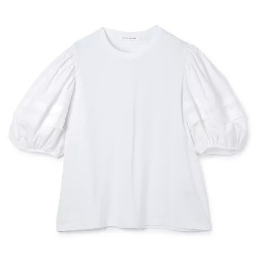 【セシリー バンセン/CECILIE BAHNSEN】のBEN T-SHIRT JERSEY インテリア・キッズ・メンズ・レディースファッション・服の通販 founy(ファニー) 　ファッション　Fashion　レディースファッション　Fashion for Women　トップス・カットソー　Cut & Sew Tops　シャツ・ブラウス・オフィスカジュアル　Elegant Blouses & Button-Ups　ロングTシャツ・Tシャツ　Longline T-Shirts & Tees　2025年　2025　2025-2026秋冬・A/W　Autumn/Winter 2025–26 AW25–26　プリーツ　Pleats, Pleated　ボトム　Bottoms, Lower Wear　洗える　Machine Washable　WHITE|ID: prp329100004879911 ipo3291000000036413414