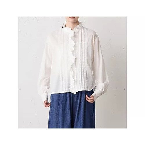 【ミディウミ/MidiUmi】のピンタックレースシャツ インテリア・キッズ・メンズ・レディースファッション・服の通販 founy(ファニー) 　ファッション　Fashion　レディースファッション　Fashion for Women　トップス・カットソー　Cut & Sew Tops　シャツ・ブラウス・オフィスカジュアル　Elegant Blouses & Button-Ups　インナー　Innerwear　ハイネック　High Neck, Mock Neck　レース　Lace, Lace Fabric　エレガント 上品　Elegant　オフホワイト|ID: prp329100004879988 ipo3291000000036413880