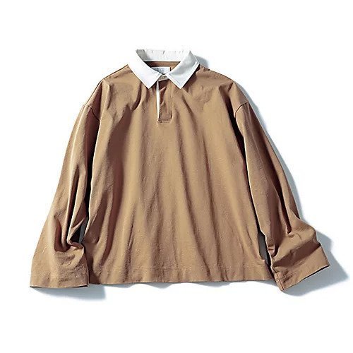 【トゥエルブクローゼット/12closet】の【洗える】ラガーシャツ風トップス インテリア・キッズ・メンズ・レディースファッション・服の通販 founy(ファニー) 　ファッション　Fashion　レディースファッション　Fashion for Women　トップス・カットソー　Cut & Sew Tops　シャツ・ブラウス・オフィスカジュアル　Elegant Blouses & Button-Ups　カットソー　Cut and Sewn Top　スキッパー　Skipper, Open Collar　トレンド　Trend, Trending Now　フラット　Flat, Flat Shoes　ボーダー　Border, Stripe　エレガント 上品　Elegant　洗える　Machine Washable　長袖　Long Sleeve, Full Sleeve　キャメル|ID: prp329100004880004 ipo3291000000036413977