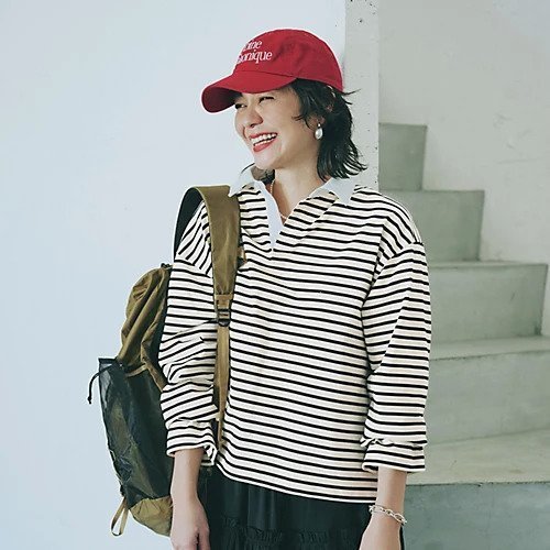 【トゥエルブクローゼット/12closet】の【洗える】ラガーシャツ風トップス 人気、トレンドファッション・服の通販 founy(ファニー) 　ファッション　Fashion　レディースファッション　Fashion for Women　トップス・カットソー　Cut & Sew Tops　シャツ・ブラウス・オフィスカジュアル　Elegant Blouses & Button-Ups　カットソー　Cut and Sewn Top　スキッパー　Skipper, Open Collar　トレンド　Trend, Trending Now　フラット　Flat, Flat Shoes　ボーダー　Border, Stripe　エレガント 上品　Elegant　洗える　Machine Washable　長袖　Long Sleeve, Full Sleeve　other-3|ID: prp329100004880004 ipo3291000000036413979