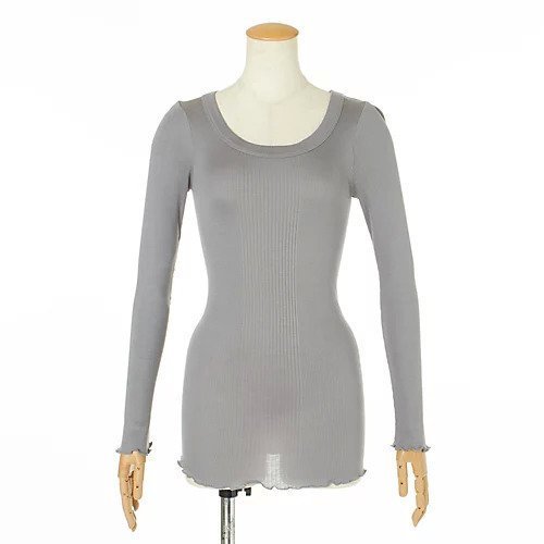 【ドレスハーセルフ/DRESS HERSELF】のシルクリブカットソー ロングスリーブ インテリア・キッズ・メンズ・レディースファッション・服の通販 founy(ファニー) 　ファッション　Fashion　レディースファッション　Fashion for Women　トップス・カットソー　Cut & Sew Tops　カットソー・ベーシックTシャツ　Cut-and-Sewn Tops / Stretch Tees & Basics　なめらか　Smooth, Silky Texture　インナー　Innerwear　カットソー　Cut and Sewn Top　シルク　Silk, 100% Silk　スリーブ　Sleeve, Long Sleeve / Short Sleeve　フィット　Fit, Slim Fit　フェミニン　Feminine, Girly　ラグジュアリー　Luxury, Elegant　ロング　Long, Long-Length　冬　Winter / This Winter　夏　Summer　洗える　Machine Washable　長袖　Long Sleeve, Full Sleeve　グレー|ID: prp329100004880792 ipo3291000000036428699