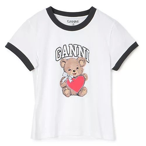 【ガニー/GANNI】のBasic Jersey Bear Small T-shirt インテリア・キッズ・メンズ・レディースファッション・服の通販 founy(ファニー) https://founy.com/ ファッション Fashion レディースファッション Fashion for Women トップス・カットソー Cut & Sew Tops シャツ・ブラウス・オフィスカジュアル Elegant Blouses & Button-Ups ロングTシャツ・Tシャツ Longline T-Shirts & Tees 2025年 2025 2025春夏・S/S Spring/Summer 2025 SS25 おすすめ Recommended / Our Picks パイピング Piping, Trim Design プリント Print, Printed Pattern 洗える Machine Washable |ID: prp329100004880822 ipo3291000000036429142