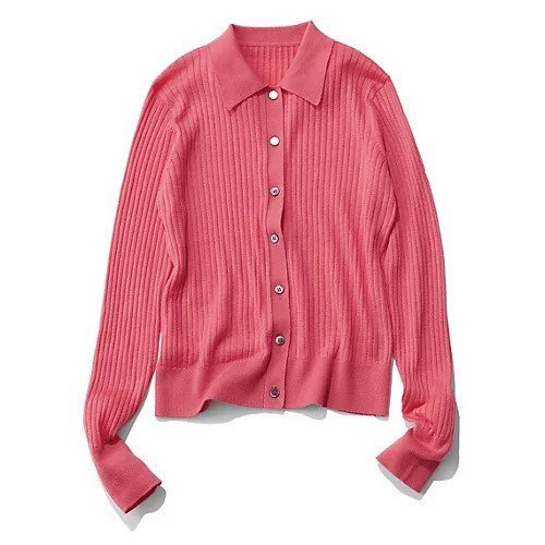 【エムセブンデイズ/M7days】の襟つきリブニット インテリア・キッズ・メンズ・レディースファッション・服の通販 founy(ファニー) 　ファッション　Fashion　レディースファッション　Fashion for Women　トップス・カットソー　Cut & Sew Tops　ニット　Knit Tops & Sweaters　カーディガン　Cardigan, Knitwear　トレンド　Trend, Trending Now　バランス　Balance, Style Balance　フィット　Fit, Slim Fit　リブニット　Rib Knit, Ribbed Knit　ワイド　Wide, Wide Fit　ワイドリブ　Wide Rib, Wide Ribbed Knit　人気　Popular, Best Seller　ピンク|ID: prp329100004884050 ipo3291000000036457523