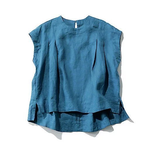 【トゥエルブクローゼット/12closet】の【洗える】ヨーロピアンリネン タック入りTブラウス インテリア・キッズ・メンズ・レディースファッション・服の通販 founy(ファニー) 　ファッション　Fashion　レディースファッション　Fashion for Women　トップス・カットソー　Cut & Sew Tops　シャツ・ブラウス・オフィスカジュアル　Elegant Blouses & Button-Ups　スリット　Slit, Slit Detail　スリーブ　Sleeve, Long Sleeve / Short Sleeve　ネックレス　Necklace, Pendant Necklace　フォルム　Silhouette, Form　フレンチ　French, French Style　リネン　Linen, Linen Fabric　エレガント 上品　Elegant　夏　Summer　洗える　Machine Washable　ブルー1|ID: prp329100004884053 ipo3291000000036457546