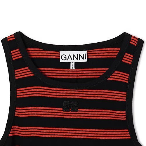 【ガニー/GANNI】のSoft Cotton Rib Striped Tank Top 人気、トレンドファッション・服の通販 founy(ファニー) 　ファッション　Fashion　レディースファッション　Fashion for Women　ワンピース　Dresses　2025年　2025　2025-2026秋冬・A/W　Autumn/Winter 2025–26 AW25–26　タンク　Tank Top, Sleeveless Top　チェック　Check, Plaid, Tartan　ビビッド　Vivid, Bright Tone　ボーダー　Border, Stripe　ラウンド　Round, Round Neck　リブニット　Rib Knit, Ribbed Knit　洗える　Machine Washable　other-3|ID: prp329100004884151 ipo3291000000036458277