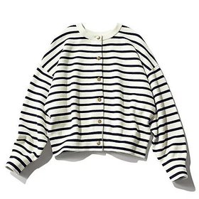 【トゥエルブクローゼット/12closet】の【kazumiさんコラボ】【洗える】コットンカシミヤ2WAYニット 人気、トレンドファッション・服の通販 founy(ファニー) ファッション Fashion レディースファッション Fashion for Women トップス・カットソー Cut & Sew Tops ニット Knit Tops & Sweaters コラボ Collaboration, Collab シルバー Silver, Metallic Silver ジャカード／ジャガード Jacquard, Woven Pattern スウェット / スエット Sweatshirt, Sweatwear ダブル Double, Double-Breasted ボーダー Border, Stripe メタル Metal, Metal Parts 洗える Machine Washable |ID:prp329100004885028