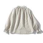 【トゥエルブクローゼット/12closet】の【12classe】【洗える】スタンドフリル衿シアーブラウス ストライプベージュ|ID:prp329100004885051