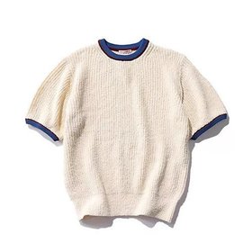 【ライテンダー/RYE TENDER】の【HPS別注】半袖ニット 大人の最旬トレンドファッション＆コーディネート founy(ファウニー) ファッション Fashion レディースファッション Fashion for Women トップス・カットソー Cut & Sew Tops ニット Knit Tops & Sweaters 畦 Ribbed Knit クラシック Classic, Timeless Style コンパクト Compact, Small Size スポーティ Sporty, Casual Athletic スラックス Slacks, Dress Pants タオル Towel, Bath Towel デニム Denim, Jeans Material トリミング Trimming, Decorative Edge バランス Balance, Style Balance 別注 Limited Edition, Custom Order 半袖 Short Sleeve, Half Sleeve 夏 Summer エレガント 上品 Elegant |ID:prp329100004885053