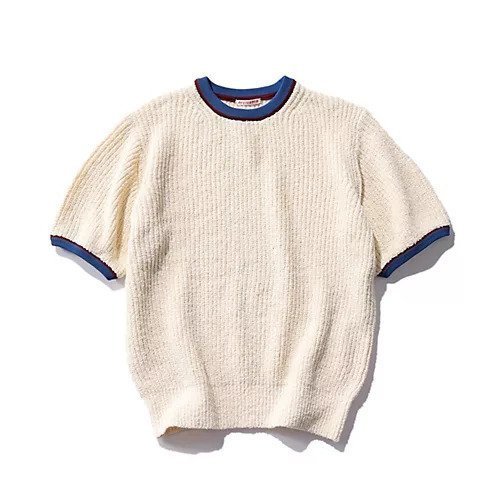 【ライテンダー/RYE TENDER】の【HPS別注】半袖ニット インテリア・キッズ・メンズ・レディースファッション・服の通販 founy(ファウニー) 　ファッション　Fashion　レディースファッション　Fashion for Women　トップス・カットソー　Cut & Sew Tops　ニット　Knit Tops & Sweaters　畦　Ribbed Knit　クラシック　Classic, Timeless Style　コンパクト　Compact, Small Size　スポーティ　Sporty, Casual Athletic　スラックス　Slacks, Dress Pants　タオル　Towel, Bath Towel　デニム　Denim, Jeans Material　トリミング　Trimming, Decorative Edge　バランス　Balance, Style Balance　別注　Limited Edition, Custom Order　半袖　Short Sleeve, Half Sleeve　夏　Summer　エレガント 上品　Elegant　アイボリー|ID: prp329100004885053 ipo3291000000037249802