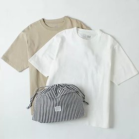 【トゥエルブクローゼット/12closet】 【洗える】大人に似合う・巾着つき USAコットンTシャツ(2枚入り)人気、トレンドファッション・服の通販 founy(ファニー) ファッション Fashion レディースファッション Fashion for Women トップス・カットソー Cut & Sew Tops シャツ・ブラウス・オフィスカジュアル Elegant Blouses & Button-Ups ロングTシャツ・Tシャツ Longline T-Shirts & Tees インナー Innerwear ストライプ Stripe, Striped Pattern ベーシック Basic, Essential 半袖 Short Sleeve, Half Sleeve 巾着 Drawstring Bag, Kinchaku 旅行 Travel 洗える Machine Washable |ID:prp329100004885072
