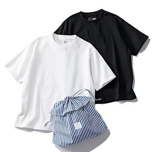 【トゥエルブクローゼット/12closet】の【洗える】大人に似合う・巾着つき USAコットンTシャツ(2枚入り) 大人の最旬トレンドファッション＆コーディネート founy(ファウニー) 　ファッション　Fashion　レディースファッション　Fashion for Women　トップス・カットソー　Cut & Sew Tops　シャツ・ブラウス・オフィスカジュアル　Elegant Blouses & Button-Ups　ロングTシャツ・Tシャツ　Longline T-Shirts & Tees　5月号　May Issue　スカーフ　Scarf, Neckwear　ストライプ　Stripe, Striped Pattern　ネックレス　Necklace, Pendant Necklace　フリル　Frill, Ruffle　ボックス　Boxy, Box Shape　巾着　Drawstring Bag, Kinchaku　洗える　Machine Washable　 other-1|ID: prp329100004885072 ipo3291000000037245076