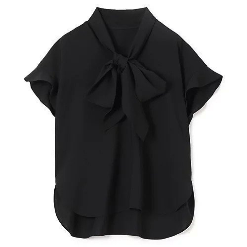 【エムセブンデイズ/M7days】の【洗える】さらふわボウタイブラウス インテリア・キッズ・メンズ・レディースファッション・服の通販 founy(ファウニー) 　ファッション　Fashion　レディースファッション　Fashion for Women　トップス・カットソー　Cut & Sew Tops　シャツ・ブラウス・オフィスカジュアル　Elegant Blouses & Button-Ups　エレガント 上品　Elegant　ヴィンテージ　Vintage Style　洗える　Machine Washable　シアー　Sheer, See-Through　スリーブ　Sleeve, Long Sleeve / Short Sleeve　ドレープ　Drape, Draping Fabric　人気　Popular, Best Seller　ハイネック　High Neck, Mock Neck　バランス　Balance, Style Balance　フリル　Frill, Ruffle　フレンチ　French, French Style　フロント　Front, Front Design　ラウンド　Round, Round Neck　リボン　Ribbon, Bow　夏　Summer　ブラック|ID: prp329100004885073 ipo3291000000037247954
