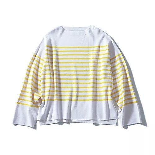 【トゥエルブクローゼット/12closet】の【洗える】ボートネックボーダーニット インテリア・キッズ・メンズ・レディースファッション・服の通販 founy(ファウニー) 　ファッション　Fashion　レディースファッション　Fashion for Women　トップス・カットソー　Cut & Sew Tops　ニット　Knit Tops & Sweaters　おすすめ　Recommended / Our Picks　イエロー　Yellow　カットソー　Cut and Sewn Top　スリット　Slit, Slit Detail　ボーダー　Border, Stripe　ワイド　Wide, Wide Fit　定番　Standard, Basic Item　春　Spring　洗える　Machine Washable　イエロー|ID: prp329100004887248 ipo3291000000037248484