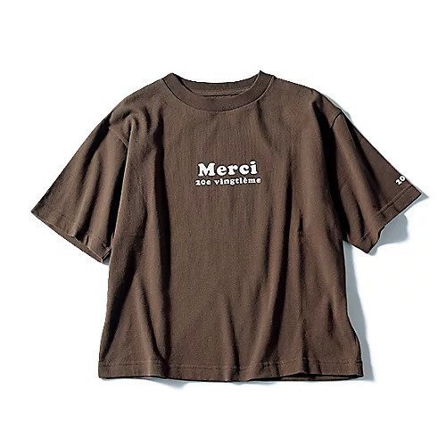 【トゥエルブクローゼット/12closet】の【洗える】USA コットン Merci Tシャツ インテリア・キッズ・メンズ・レディースファッション・服の通販 founy(ファニー) 　ファッション　Fashion　レディースファッション　Fashion for Women　トップス・カットソー　Cut & Sew Tops　シャツ・ブラウス・オフィスカジュアル　Elegant Blouses & Button-Ups　ロングTシャツ・Tシャツ　Longline T-Shirts & Tees　バランス　Balance, Style Balance　フロント　Front, Front Design　プリント　Print, Printed Pattern　ベーシック　Basic, Essential　ワンポイント　One Point, Statement Accent　洗える　Machine Washable　ブラウン|ID: prp329100004887290 ipo3291000000036491780