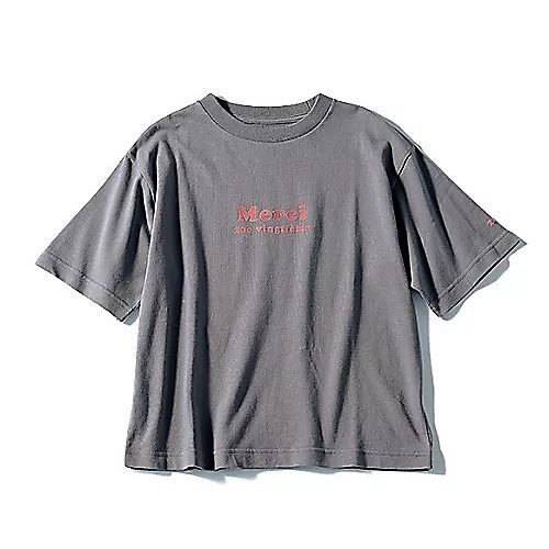 【トゥエルブクローゼット/12closet】の【洗える】USA コットン Merci Tシャツ インテリア・キッズ・メンズ・レディースファッション・服の通販 founy(ファウニー) 　ファッション　Fashion　レディースファッション　Fashion for Women　トップス・カットソー　Cut & Sew Tops　シャツ・ブラウス・オフィスカジュアル　Elegant Blouses & Button-Ups　ロングTシャツ・Tシャツ　Longline T-Shirts & Tees　洗える　Machine Washable　グレージュ1|ID: prp329100004887290 ipo3291000000037245371