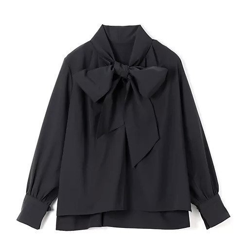 【エムセブンデイズ/M7days】のハリ感ボウタイブラウス インテリア・キッズ・メンズ・レディースファッション・服の通販 founy(ファニー) 　ファッション　Fashion　レディースファッション　Fashion for Women　トップス・カットソー　Cut & Sew Tops　シャツ・ブラウス・オフィスカジュアル　Elegant Blouses & Button-Ups　スリット　Slit, Slit Detail　タイプライター　Typewriter Fabric, Crisp Cotton　リアル　Real, Realistic　リボン　Ribbon, Bow　洗える　Machine Washable　ブラック|ID: prp329100004887315 ipo3291000000036491973