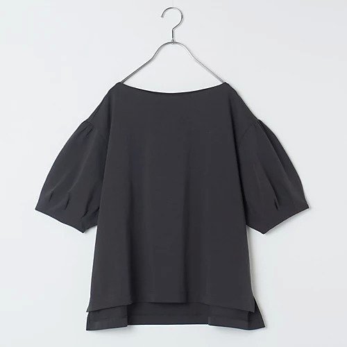 【トゥエルブクローゼット/12closet】の【洗える】5分袖ボリュームトップス インテリア・キッズ・メンズ・レディースファッション・服の通販 founy(ファウニー) 　ファッション　Fashion　レディースファッション　Fashion for Women　トップス・カットソー　Cut & Sew Tops　洗える　Machine Washable　コンシャス　Conscious, Bodycon　シンプル　Simple, Minimal　スリット　Slit, Slit Detail　バランス　Balance, Style Balance　フェイス　Face, Facial Design　ボックス　Boxy, Box Shape　ボーダー　Border, Stripe　無地　Plain, Solid Color　夏　Summer　エレガント 上品　Elegant　チャコール|ID: prp329100004887323 ipo3291000000037245093