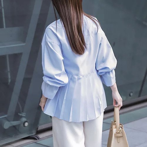 【ノーリーズソフィー/NOLLEY'S sophi】のウォッシャブルドレープポプリンバックプリーツシャツ インテリア・キッズ・メンズ・レディースファッション・服の通販 founy(ファニー) 　ファッション　Fashion　レディースファッション　Fashion for Women　トップス・カットソー　Cut & Sew Tops　シャツ・ブラウス・オフィスカジュアル　Elegant Blouses & Button-Ups　バッグ　Bags　2026年　2026　ギャザー　Gathered, Ruffled　シルバー　Silver, Metallic Silver　シンプル　Simple, Minimal　スリーブ　Sleeve, Long Sleeve / Short Sleeve　サックス|ID: prp329100004887423 ipo3291000000036492851