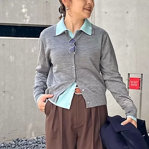 【ノーリーズ/NOLLEY'S】の《手洗い可能》16Gマレー襟付きカーディガン インテリア・キッズ・メンズ・レディースファッション・服の通販 founy(ファニー) 　ファッション　Fashion　レディースファッション　Fashion for Women　トップス・カットソー　Cut & Sew Tops　カーディガン・羽織り　Layered Style Cardigans　2025年　2025　2025-2026秋冬・A/W　Autumn/Winter 2025–26 AW25–26　おすすめ　Recommended / Our Picks　カーディガン　Cardigan, Knitwear　冬　Winter / This Winter　秋　Autumn　ミディアムグレー|ID: prp329100004887427 ipo3291000000036492877