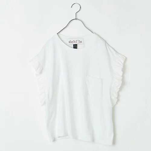 【ダリア/dahlia】の【LEE別注】【洗える】ショート丈異素材切り替えトップス インテリア・キッズ・メンズ・レディースファッション・服の通販 founy(ファウニー) 　ファッション　Fashion　レディースファッション　Fashion for Women　トップス・カットソー　Cut & Sew Tops　ショート　Short, Short Length　バランス　Balance, Style Balance　フリル　Frill, Ruffle　ポケット　Pocket, Pocket Detail　別注　Limited Edition, Custom Order　洗える　Machine Washable　WHITE|ID: prp329100004887500 ipo3291000000037240587