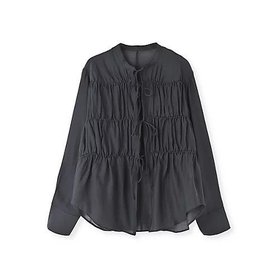 【マージュール/marjour】のSHIRRING TIE BLOUSE 人気、トレンドファッション・服の通販 founy(ファニー) ファッション Fashion レディースファッション Fashion for Women インナー Innerwear キャミソール Camisole, Spaghetti Strap Top シアー Sheer, See-Through シフォン Chiffon, Lightweight Fabric シャーリング Shirring, Ruched ストレッチ Stretch, Stretchy Fabric デニム Denim, Jeans Material ボトム Bottoms, Lower Wear ポケット Pocket, Pocket Detail リボン Ribbon, Bow ロング Long, Long-Length A/W・秋冬 Autumn/Winter |ID:prp329100004887587