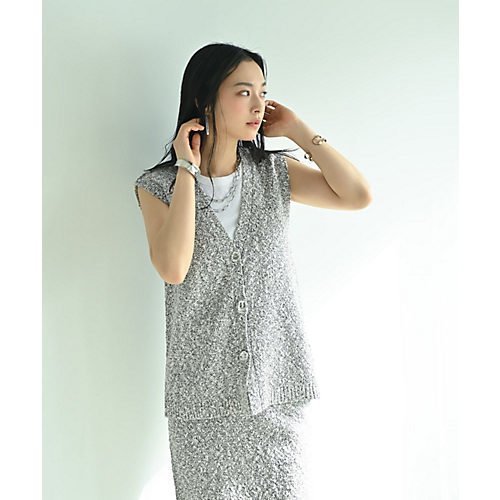 【スタイルデリ/STYLE DELI】の【BLK001】ツイード風ミックススラブベスト インテリア・キッズ・メンズ・レディースファッション・服の通販 founy(ファニー) ファッション Fashion レディースファッション Fashion for Women アウター Coat / Outerwear Collection トップス・カットソー Cut & Sew Tops ベスト&ジレ / 重ね着スタイル Vests & Gilets シンプル Simple, Minimal セットアップ Set-Up, Coordinated Outfit タンク Tank Top, Sleeveless Top ツイード Twill, Twill Weave バランス Balance, Style Balance フロント Front, Front Design ベスト Vest, Waistcoat ミックス Mix, Mixed Style メタル Metal, Metal Parts ロング Long, Long-Length ミックス|ID: prp329100004888775 ipo3291000000036510657