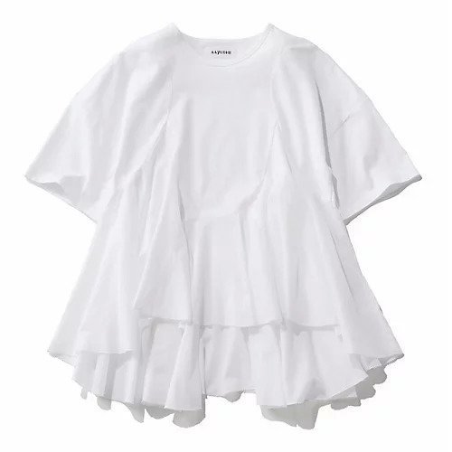 【アユーシ/AAYUSHI】のペプラムラッフルTシャツ インテリア・キッズ・メンズ・レディースファッション・服の通販 founy(ファニー) 　ファッション　Fashion　レディースファッション　Fashion for Women　トップス・カットソー　Cut & Sew Tops　シャツ・ブラウス・オフィスカジュアル　Elegant Blouses & Button-Ups　ロングTシャツ・Tシャツ　Longline T-Shirts & Tees　エレガント 上品　Elegant　春　Spring　洗える　Machine Washable　カットソー　Cut and Sewn Top　シンプル　Simple, Minimal　スラックス　Slacks, Dress Pants　スリム　Slim, Slim Fit　デニム　Denim, Jeans Material　定番　Standard, Basic Item　バランス　Balance, Style Balance　フォルム　Silhouette, Form　フリル　Frill, Ruffle　フレア　Flare, Flared　ペプラム　Peplum, Flared Hem　リラックス　Relax, Relaxed Fit　ロマンティック　Romantic, Feminine Style　ホワイト|ID: prp329100004888777 ipo3291000000036510673