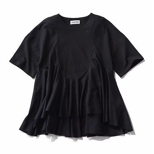 【アユーシ/AAYUSHI】のペプラムラッフルTシャツ インテリア・キッズ・メンズ・レディースファッション・服の通販 founy(ファウニー) https://founy.com/ ファッション Fashion レディースファッション Fashion for Women トップス・カットソー Cut & Sew Tops シャツ・ブラウス・オフィスカジュアル Elegant Blouses & Button-Ups ロングTシャツ・Tシャツ Longline T-Shirts & Tees エレガント 上品 Elegant 春 Spring 洗える Machine Washable カットソー Cut and Sewn Top シンプル Simple, Minimal スラックス Slacks, Dress Pants スリム Slim, Slim Fit デニム Denim, Jeans Material 定番 Standard, Basic Item バランス Balance, Style Balance フォルム Silhouette, Form フリル Frill, Ruffle フレア Flare, Flared ペプラム Peplum, Flared Hem リラックス Relax, Relaxed Fit ロマンティック Romantic, Feminine Style |ID: prp329100004888777 ipo3291000000037248677