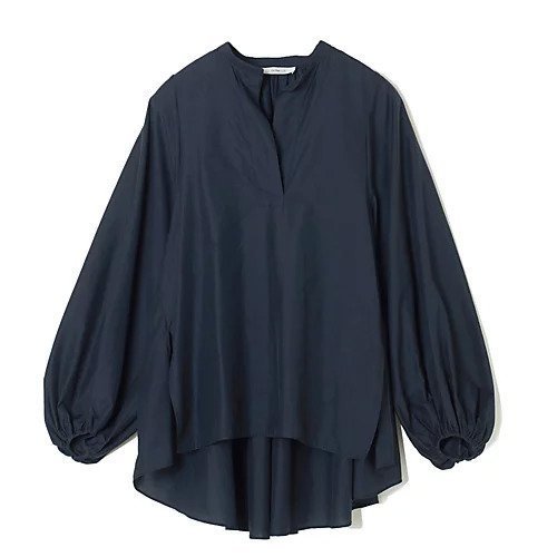 【ドメル/DOMELLE】のギャザースリーブシャツ インテリア・キッズ・メンズ・レディースファッション・服の通販 founy(ファニー) 　ファッション　Fashion　レディースファッション　Fashion for Women　トップス・カットソー　Cut & Sew Tops　シャツ・ブラウス・オフィスカジュアル　Elegant Blouses & Button-Ups　スキッパー　Skipper, Open Collar　タフタ　Taffeta, Structured Fabric　フェミニン　Feminine, Girly　エレガント 上品　Elegant　洗える　Machine Washable　ネイビー|ID: prp329100004889144 ipo3291000000036525969