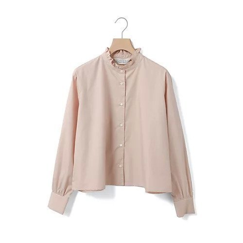 【ミディウミ/MidiUmi】のフリルショートシャツ インテリア・キッズ・メンズ・レディースファッション・服の通販 founy(ファニー) 　ファッション　Fashion　レディースファッション　Fashion for Women　トップス・カットソー　Cut & Sew Tops　シャツ・ブラウス・オフィスカジュアル　Elegant Blouses & Button-Ups　おすすめ　Recommended / Our Picks　ショート　Short, Short Length　スタンド　Stand Collar, Upright Stand　タイプライター　Typewriter Fabric, Crisp Cotton　フリル　Frill, Ruffle　エレガント 上品　Elegant　春　Spring　ピンク|ID: prp329100004889155 ipo3291000000036526092