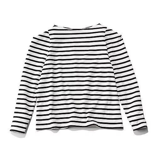 【エムセブンデイズ/M7days】の【東原妙子さんコラボ】【洗える】パワショル長袖Tシャツ インテリア・キッズ・メンズ・レディースファッション・服の通販 founy(ファニー) 　ファッション　Fashion　レディースファッション　Fashion for Women　トップス・カットソー　Cut & Sew Tops　シャツ・ブラウス・オフィスカジュアル　Elegant Blouses & Button-Ups　ロングTシャツ・Tシャツ　Longline T-Shirts & Tees　洗える　Machine Washable　コラボ　Collaboration, Collab　コンパクト　Compact, Small Size　ショルダー　Shoulder, Shoulder Strap　トレンド　Trend, Trending Now　長袖　Long Sleeve, Full Sleeve　ボーダー　Border, Stripe　無地　Plain, Solid Color　ホワイト×ブラックボーダー|ID: prp329100004889159 ipo3291000000036526123