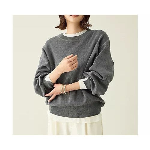 【エニー/ANY】のスウェットライクニット インテリア・キッズ・メンズ・レディースファッション・服の通販 founy(ファニー) 　ファッション　Fashion　レディースファッション　Fashion for Women　トップス・カットソー　Cut & Sew Tops　ニット　Knit Tops & Sweaters　レディースパーカー・カジュアルフーディー　Casual Hoodies & Sweatshirts　スウェット・クルーネックトップス　Sweatshirts & Crewnecks / Relaxed Fit Sweat Tops　クッション　Cushion, Throw Pillow　ストレッチ　Stretch, Stretchy Fabric　スリット　Slit, Slit Detail　タンク　Tank Top, Sleeveless Top　ボトム　Bottoms, Lower Wear　おすすめ　Recommended / Our Picks　エレガント 上品　Elegant　グレー|ID: prp329100004898287 ipo3291000000036643781