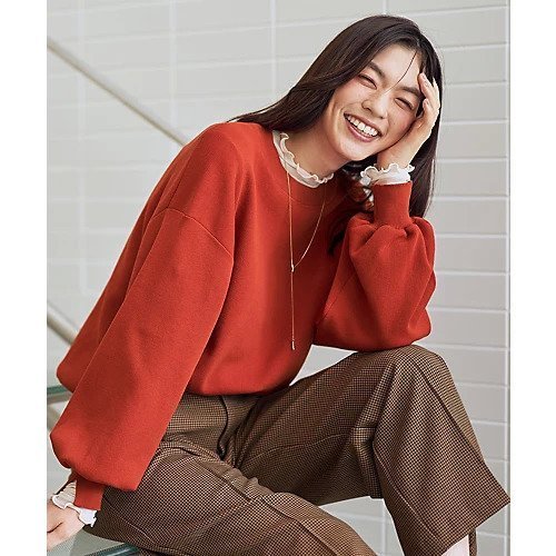 【エニー/ANY】のスウェットライクニット インテリア・キッズ・メンズ・レディースファッション・服の通販 founy(ファニー) 　ファッション　Fashion　レディースファッション　Fashion for Women　トップス・カットソー　Cut & Sew Tops　ニット　Knit Tops & Sweaters　レディースパーカー・カジュアルフーディー　Casual Hoodies & Sweatshirts　スウェット・クルーネックトップス　Sweatshirts & Crewnecks / Relaxed Fit Sweat Tops　クッション　Cushion, Throw Pillow　ストレッチ　Stretch, Stretchy Fabric　スリット　Slit, Slit Detail　タンク　Tank Top, Sleeveless Top　ボトム　Bottoms, Lower Wear　おすすめ　Recommended / Our Picks　エレガント 上品　Elegant　オレンジ|ID: prp329100004898287 ipo3291000000036643784