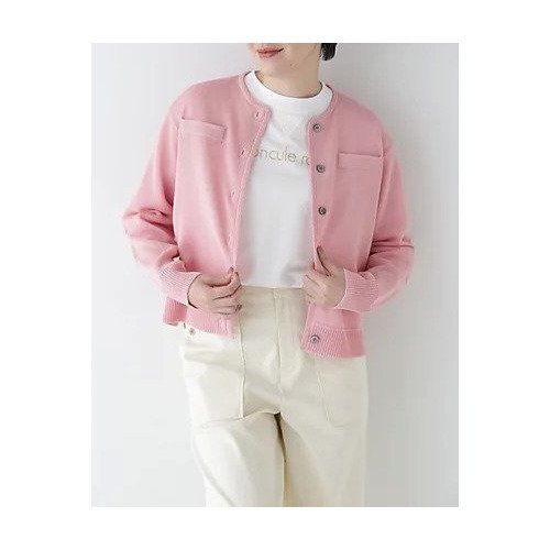 【ヒューマンウーマン/HUMAN WOMAN】のミドルゲージギマカーディガン インテリア・キッズ・メンズ・レディースファッション・服の通販 founy(ファニー) 　ファッション　Fashion　レディースファッション　Fashion for Women　トップス・カットソー　Cut & Sew Tops　カーディガン・羽織り　Layered Style Cardigans　おすすめ　Recommended / Our Picks　ジャケット　Jacket, Outerwear　スタンダード　Standard, Basic　パイピング　Piping, Trim Design　ベーシック　Basic, Essential　ボトム　Bottoms, Lower Wear　ポケット　Pocket, Pocket Detail　鹿の子　Piqué, Kanoko Fabric　ピンク|ID: prp329100004898827 ipo3291000000036649981