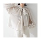 【ウィムガゼット/Whim Gazette】のローンボウタイブラウス 人気、トレンドファッション・服の通販 founy(ファニー) ファッション Fashion レディースファッション Fashion for Women トップス・カットソー Cut & Sew Tops シャツ・ブラウス・オフィスカジュアル Elegant Blouses & Button-Ups おすすめ Recommended / Our Picks スウェット / スエット Sweatshirt, Sweatwear ハイネック High Neck, Mock Neck リボン Ribbon, Bow エレガント 上品 Elegant thumbnail グレージュ|ID: prp329100004898829 ipo3291000000036650014