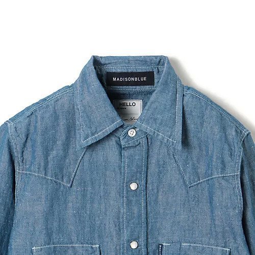 【マディソンブルー/MADISONBLUE】のWESTERN SHIRT C/LI CHAMBRAY 人気、トレンドファッション・服の通販 founy(ファニー) 　ファッション　Fashion　レディースファッション　Fashion for Women　トップス・カットソー　Cut & Sew Tops　シャツ・ブラウス・オフィスカジュアル　Elegant Blouses & Button-Ups　エレガント 上品　Elegant　シャンブレー　Chambray, Denim-Like Fabric　フラップ　Flap, Flap Pocket　ポケット　Pocket, Pocket Detail　other-3|ID: prp329100004902347 ipo3291000000036687402