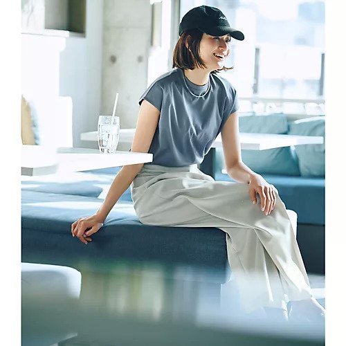 【イーバイエクラ/E by eclat】の接触冷感フレンチスリーブTシャツ 人気、トレンドファッション・服の通販 founy(ファニー) 　ファッション　Fashion　レディースファッション　Fashion for Women　トップス・カットソー　Cut & Sew Tops　シャツ・ブラウス・オフィスカジュアル　Elegant Blouses & Button-Ups　ロングTシャツ・Tシャツ　Longline T-Shirts & Tees　コクーン　Cocoon, Cocoon Silhouette　スリーブ　Sleeve, Long Sleeve / Short Sleeve　フレンチ　French, French Style　洗える　Machine Washable　other-2|ID: prp329100004906665 ipo3291000000036738070