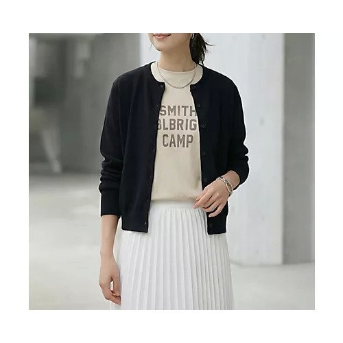 【スタイルデリ/STYLE DELI】のBASICクルーネックカーディガン インテリア・キッズ・メンズ・レディースファッション・服の通販 founy(ファニー) 　ファッション　Fashion　レディースファッション　Fashion for Women　トップス・カットソー　Cut & Sew Tops　カーディガン・羽織り　Layered Style Cardigans　イエロー　Yellow　スニーカー　Sneakers, Trainers　スリット　Slit, Slit Detail　定番　Standard, Basic Item　長袖　Long Sleeve, Full Sleeve　バランス　Balance, Style Balance　フォルム　Silhouette, Form　フレア　Flare, Flared　フロント　Front, Front Design　ポケット　Pocket, Pocket Detail　リラックス　Relax, Relaxed Fit　ループ　Loop, Loop Knit　夏　Summer　ブラック|ID: prp329100004906681 ipo3291000000036738205