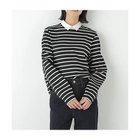 【ヒューマンウーマン/HUMAN WOMAN】のストレッチポンチシャツカラードッキングプルオーバー ブラックボーダー|ID: prp329100004910458 ipo3291000000036790146