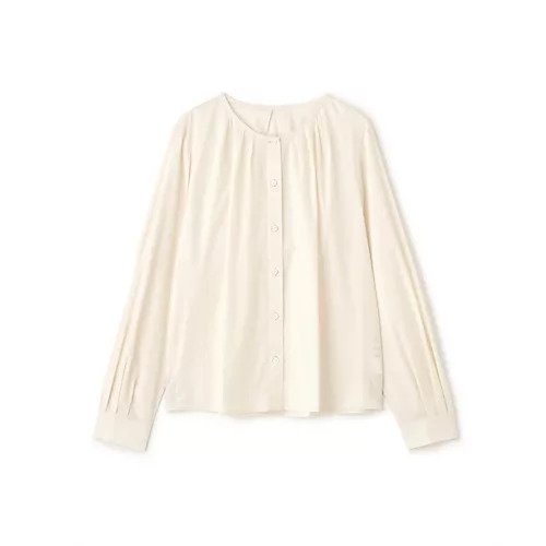 【ヒューマンウーマン/HUMAN WOMAN】のノーカラータックブラウス 人気、トレンドファッション・服の通販 founy(ファニー) 　ファッション　Fashion　レディースファッション　Fashion for Women　トップス・カットソー　Cut & Sew Tops　シャツ・ブラウス・オフィスカジュアル　Elegant Blouses & Button-Ups　おすすめ　Recommended / Our Picks　スタンダード　Standard, Basic　タイプライター　Typewriter Fabric, Crisp Cotton　タンブラー　Tumbler, Travel Mug　ボトム　Bottoms, Lower Wear　ランダム　Random, Irregular　ワッシャー　Washer, Crinkled Finish　other-2|ID: prp329100004916908 ipo3291000000036862752