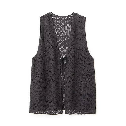 【ヒューマンウーマン/HUMAN WOMAN】のジオメトリックレースジレ 人気、トレンドファッション・服の通販 founy(ファニー) 　ファッション　Fashion　レディースファッション　Fashion for Women　アウター　Coat / Outerwear Collection　トップス・カットソー　Cut & Sew Tops　ベスト&ジレ / 重ね着スタイル　Vests & Gilets　おすすめ　Recommended / Our Picks　シンプル　Simple, Minimal　タンク　Tank Top, Sleeveless Top　ビッグ　Big, Oversized　ラッセル　Raschel, Raschel Lace　リボン　Ribbon, Bow　レース　Lace, Lace Fabric　夏　Summer　other-2|ID: prp329100004916941 ipo3291000000036862980