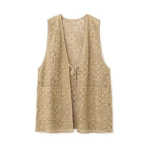 【ヒューマンウーマン/HUMAN WOMAN】のジオメトリックレースジレ 人気、トレンドファッション・服の通販 founy(ファニー) 　ファッション　Fashion　レディースファッション　Fashion for Women　アウター　Coat / Outerwear Collection　トップス・カットソー　Cut & Sew Tops　ベスト&ジレ / 重ね着スタイル　Vests & Gilets　おすすめ　Recommended / Our Picks　シンプル　Simple, Minimal　タンク　Tank Top, Sleeveless Top　ビッグ　Big, Oversized　ラッセル　Raschel, Raschel Lace　リボン　Ribbon, Bow　レース　Lace, Lace Fabric　夏　Summer　other-3|ID: prp329100004916941 ipo3291000000036862981