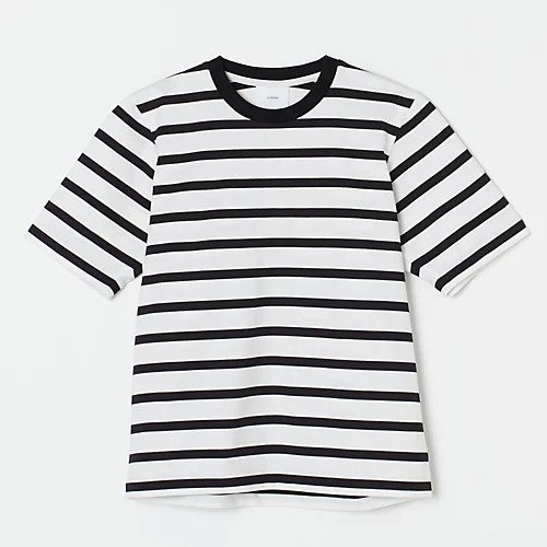 【チノ/CINOH】の【HPS別注】REFINA COMPACT T-SHIRT インテリア・キッズ・メンズ・レディースファッション・服の通販 founy(ファニー) 　ファッション　Fashion　レディースファッション　Fashion for Women　トップス・カットソー　Cut & Sew Tops　シャツ・ブラウス・オフィスカジュアル　Elegant Blouses & Button-Ups　ロングTシャツ・Tシャツ　Longline T-Shirts & Tees　ボーダー　Border, Stripe　別注　Limited Edition, Custom Order　定番　Standard, Basic Item　洗える　Machine Washable　WHITE×BLACK|ID: prp329100004918636 ipo3291000000036893543