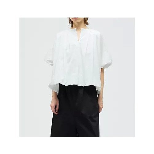 【ミズイロ インド/mizuiro ind】のバルーンノーカラーシャツ インテリア・キッズ・メンズ・レディースファッション・服の通販 founy(ファニー) 　ファッション　Fashion　レディースファッション　Fashion for Women　トップス・カットソー　Cut & Sew Tops　シャツ・ブラウス・オフィスカジュアル　Elegant Blouses & Button-Ups　スリット　Slit, Slit Detail　バランス　Balance, Style Balance　バルーン　Balloon, Balloon Silhouette　フロント　Front, Front Design　ボトム　Bottoms, Lower Wear　オフホワイト|ID: prp329100004918674 ipo3291000000036894106