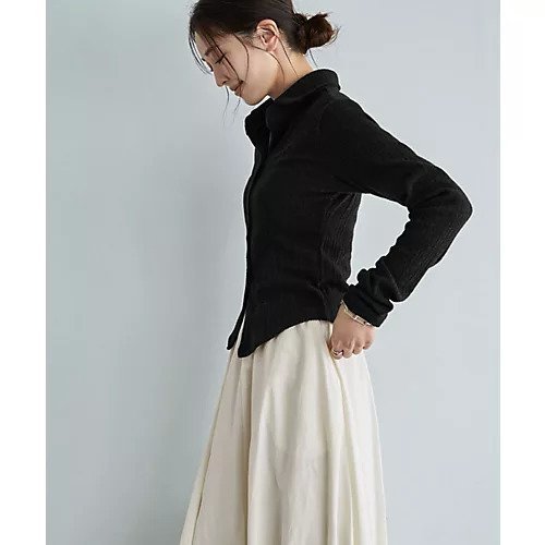 【スタイルデリ/STYLE DELI】のリブニットソー襟付きトップス 人気、トレンドファッション・服の通販 founy(ファニー) 　ファッション　Fashion　レディースファッション　Fashion for Women　トップス・カットソー　Cut & Sew Tops　ニット　Knit Tops & Sweaters　イエロー　Yellow　インナー　Innerwear　コンパクト　Compact, Small Size　サロペット　Overalls, Salopette　ジャケット　Jacket, Outerwear　スキッパー　Skipper, Open Collar　スタイリッシュ　Stylish, Fashionable　ストレート　Straight, Straight Cut　スリット　Slit, Slit Detail　定番　Standard, Basic Item　ニットソー　Knit-Sewn, Cut & Sew Knit　長袖　Long Sleeve, Full Sleeve　バランス　Balance, Style Balance　フィット　Fit, Slim Fit　フォルム　Silhouette, Form　ラウンド　Round, Round Neck　ワイド　Wide, Wide Fit　other-3|ID: prp329100004918688 ipo3291000000036894304