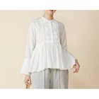 【マリリンムーン/MARILYN MOON】のcode embroidery diamond tuck blouse 人気、トレンドファッション・服の通販 founy(ファニー) ファッション Fashion レディースファッション Fashion for Women カフス Cuff Design ギャザー Gathered, Ruffled シアー Sheer, See-Through スリット Slit, Slit Detail ビンテージ Vintage, Retro Style フレア Flare, Flared リュクス Luxury, Elegant, High-End, Chic リラックス Relax, Relaxed Fit ルーズ Loose, Oversized thumbnail オフホワイト|ID: prp329100004918709 ipo3291000000036894624